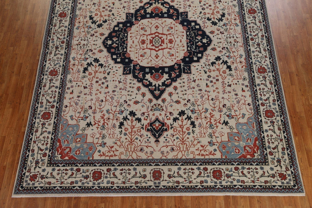 Hand-Knotted Kashan Mohtasham Turkish Area Rug 10x13