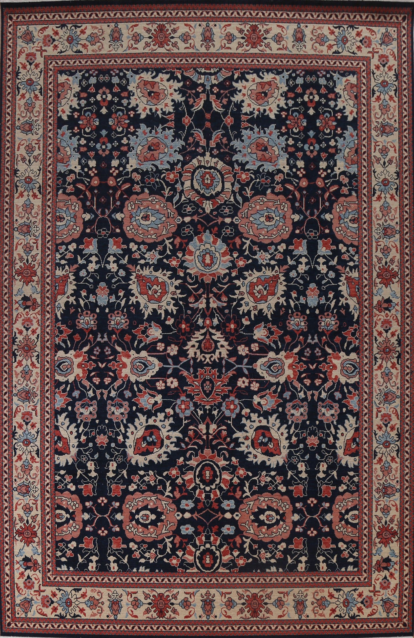 Navy Blue Sultanabad Ziegler Turkish Wool Rug 9x12