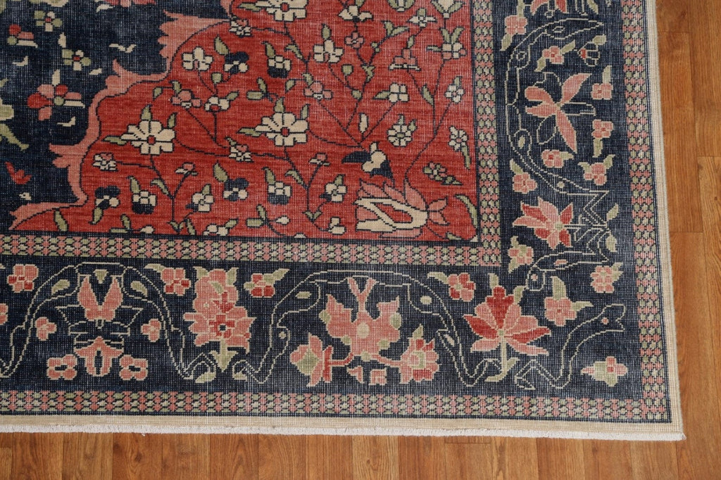 Navy Blue Floral Sarouk Farahan Turkish Area Rug 9x12