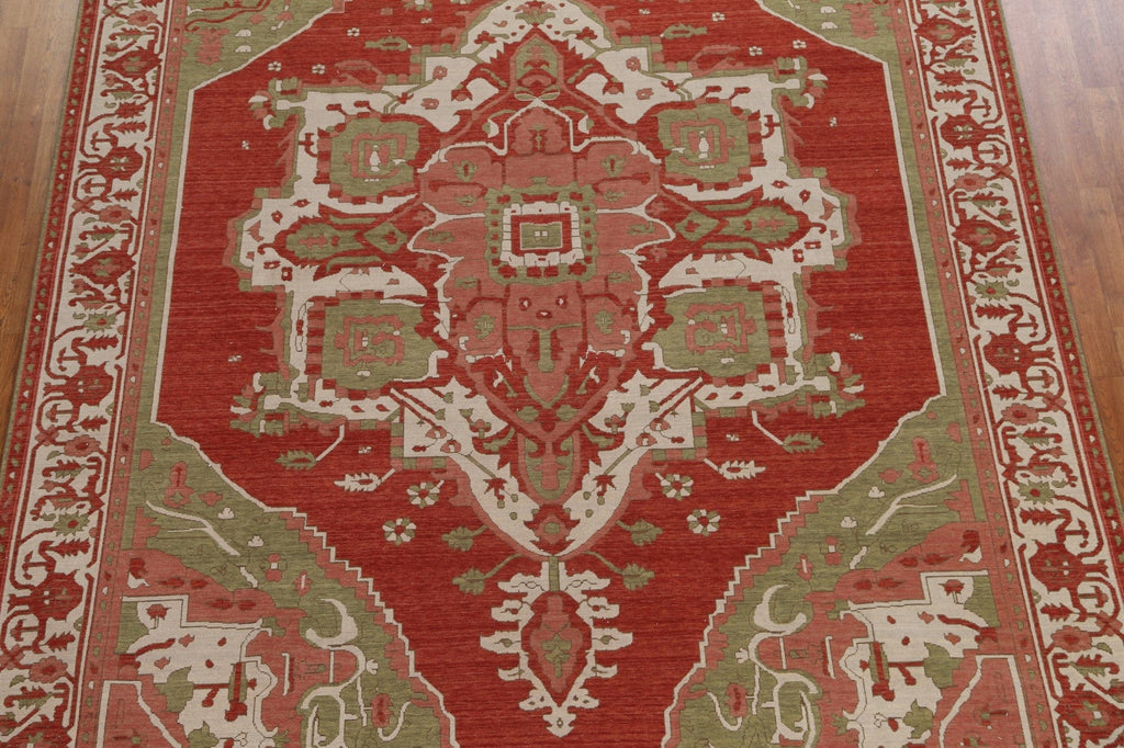 Handmade Red Heriz Serapi Turkish Area Rug 9x12