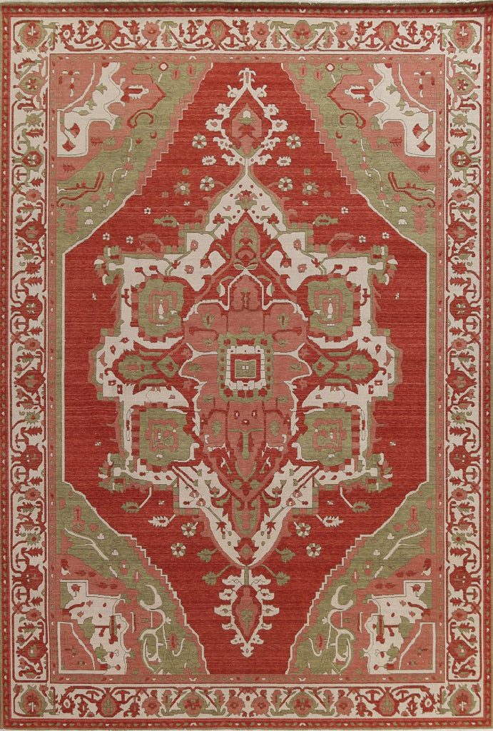 Handmade Red Heriz Serapi Turkish Area Rug 9x12