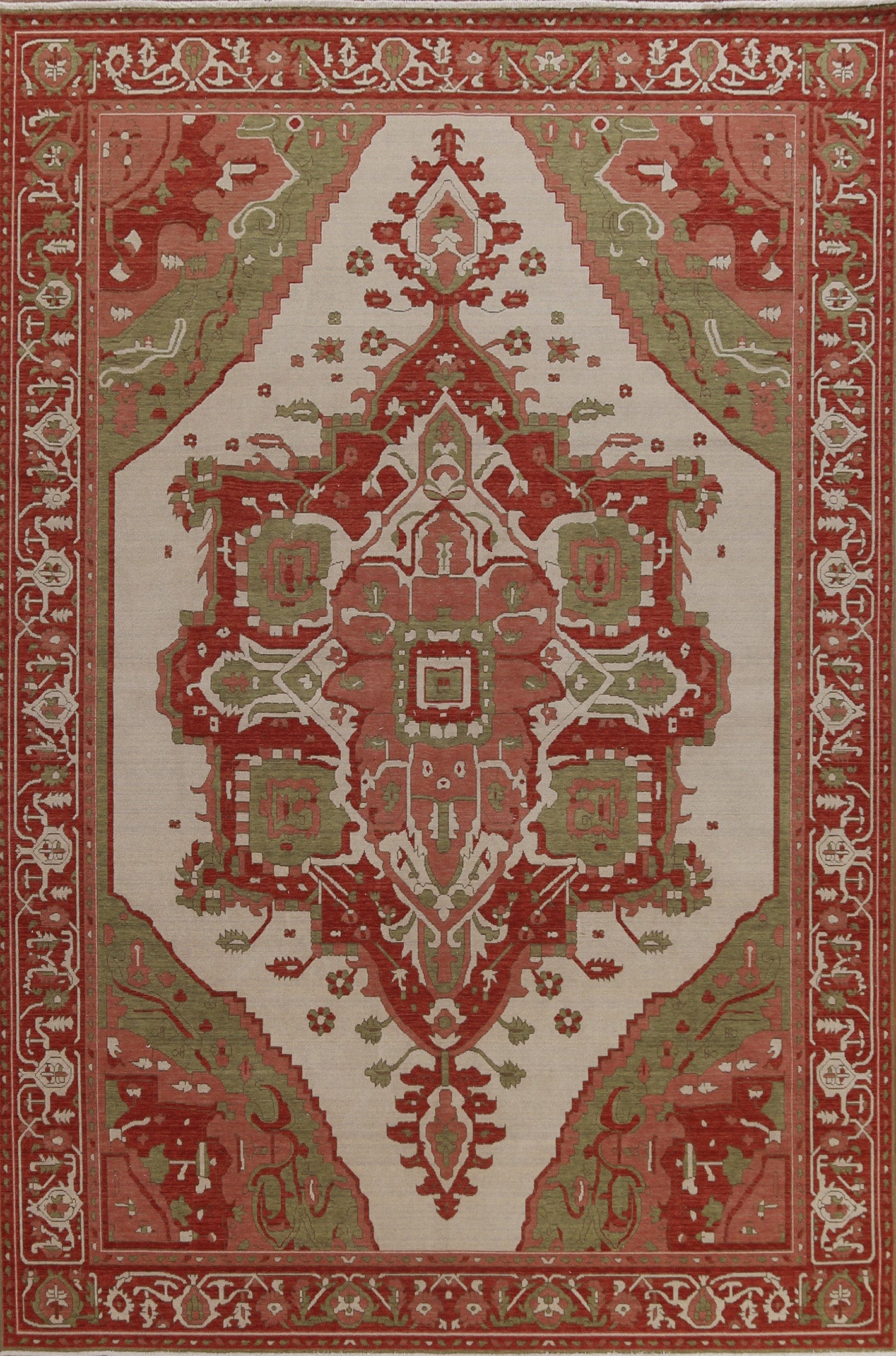 Hand-Knotted Wool Heriz Serapi Oriental Area Rug 9x12