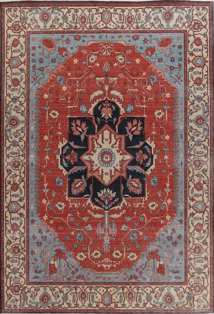 Hand-Knotted Heriz Serapi Oriental Area Rug 9x12