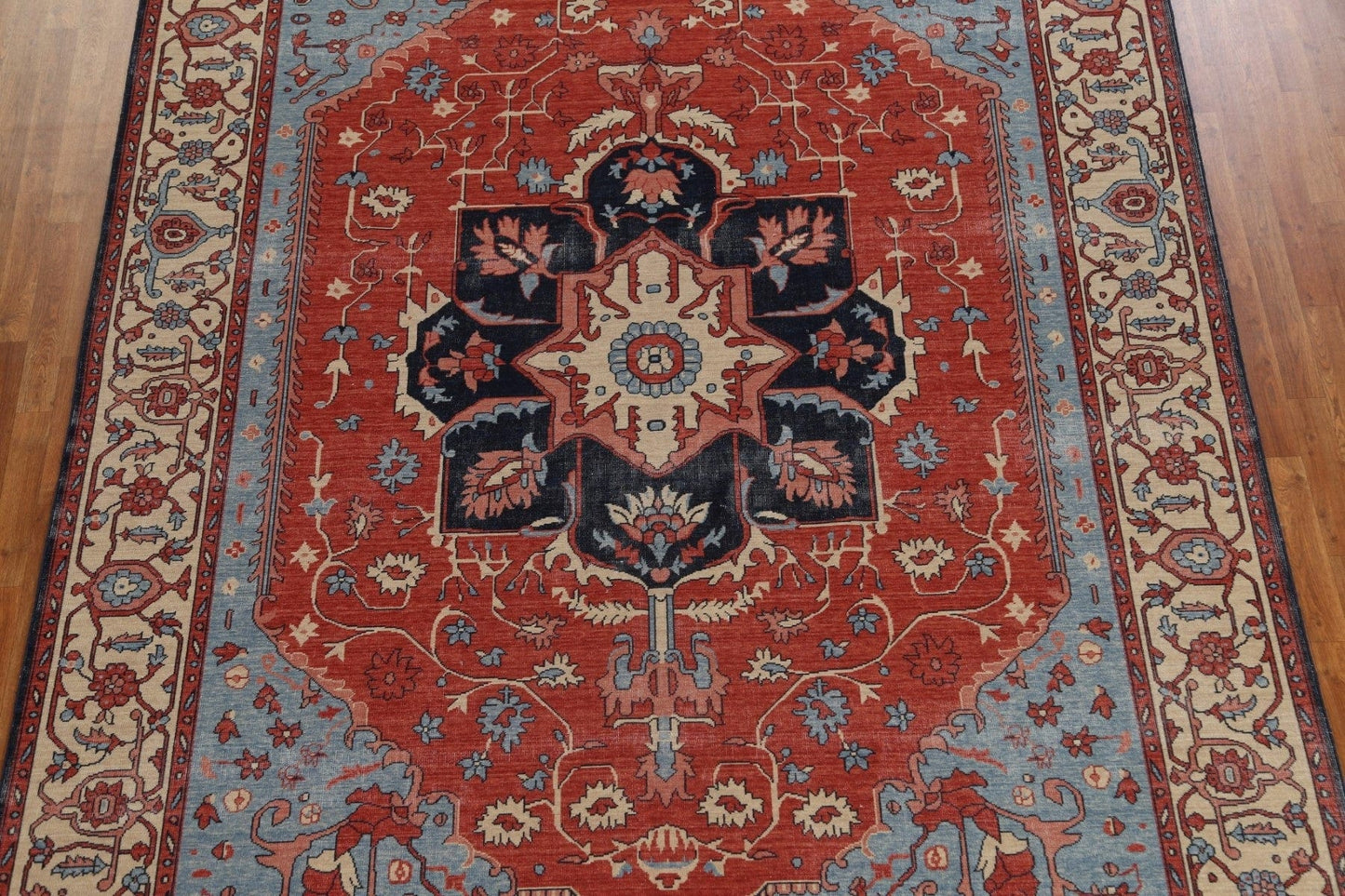 Red Wool Heriz Serapi Handmade Turkish Rug 9x12