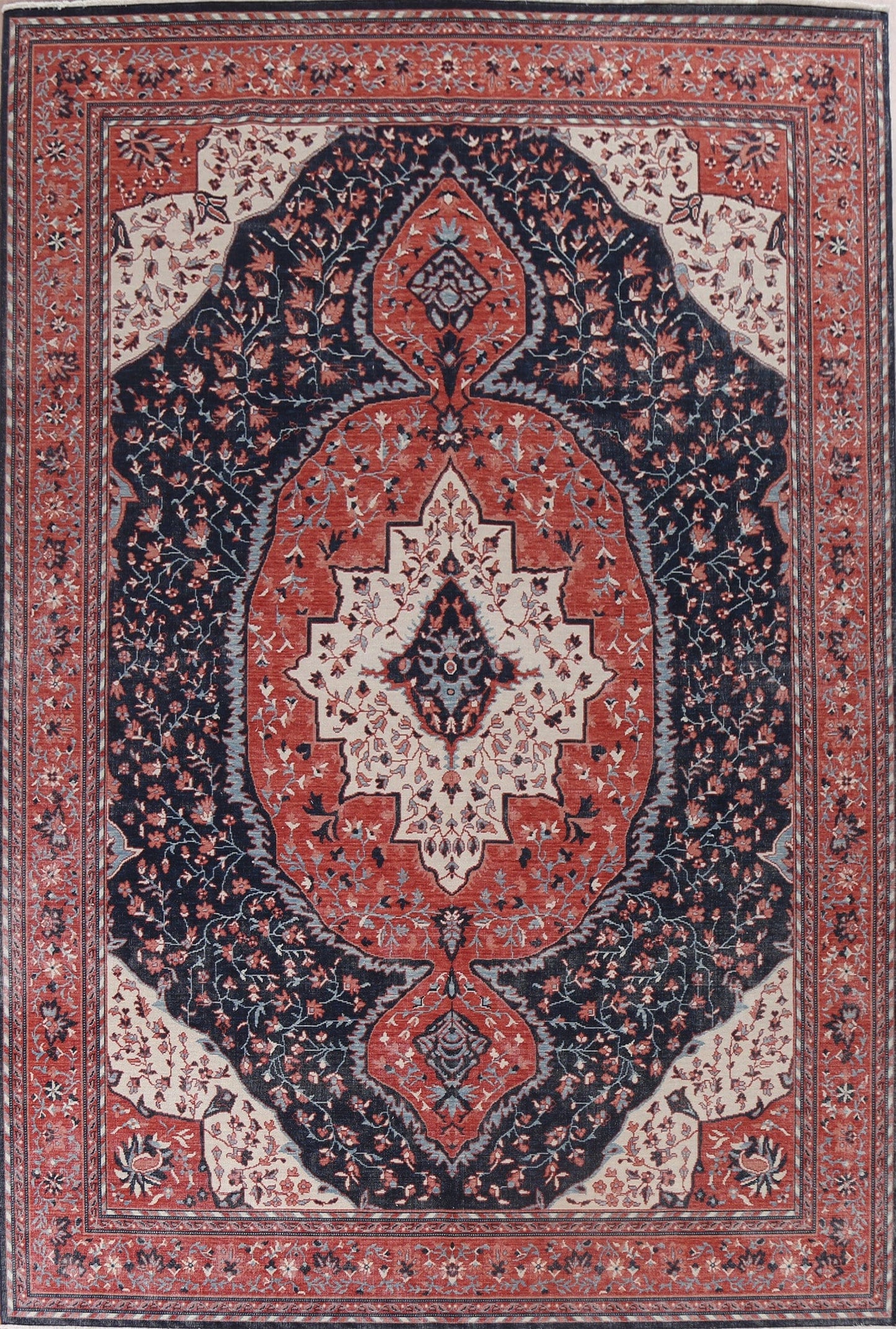 Floral Wool Kashan Mohtasham Turkish Area Rug 9x12