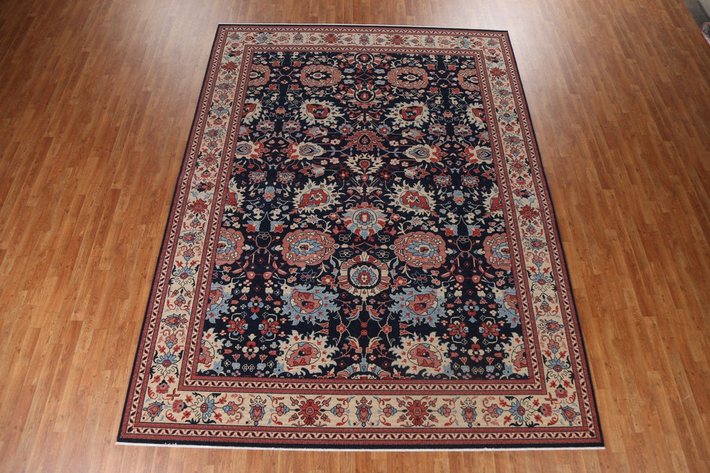 Navy Blue Floral Sultanabad Ziegler Oriental Rug 9x12