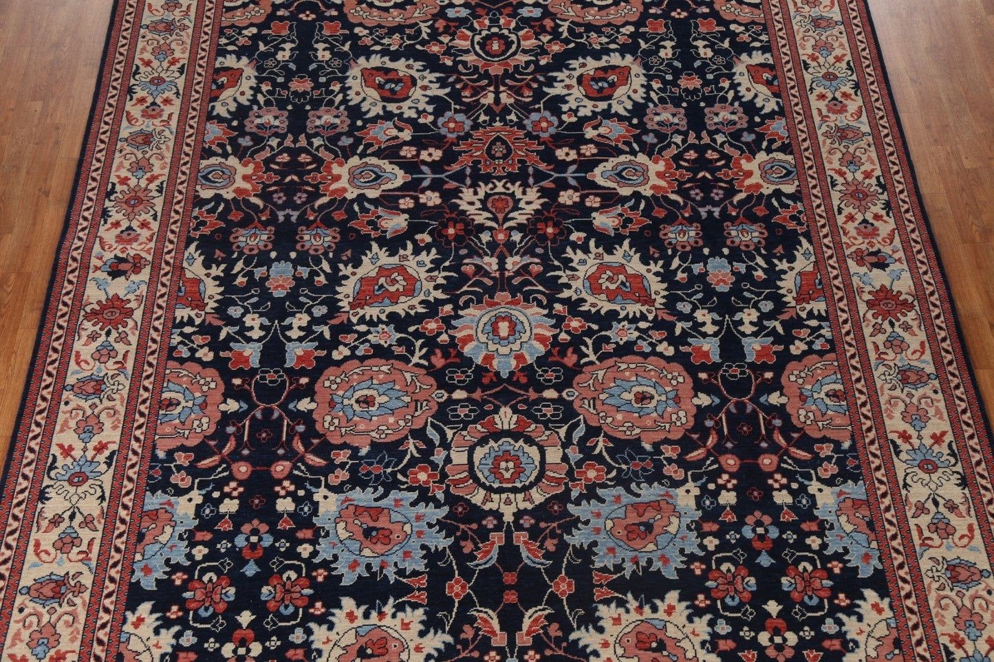 Navy Blue Floral Sultanabad Ziegler Oriental Rug 9x12