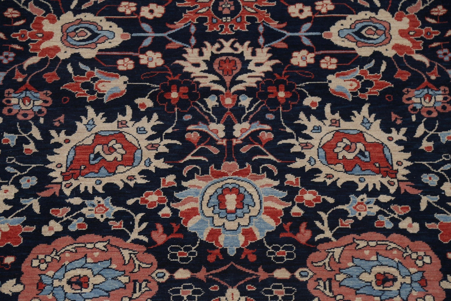 Navy Blue Floral Sultanabad Ziegler Oriental Rug 9x12