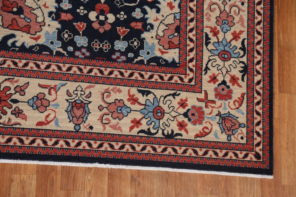 Navy Blue Floral Sultanabad Ziegler Oriental Rug 9x12