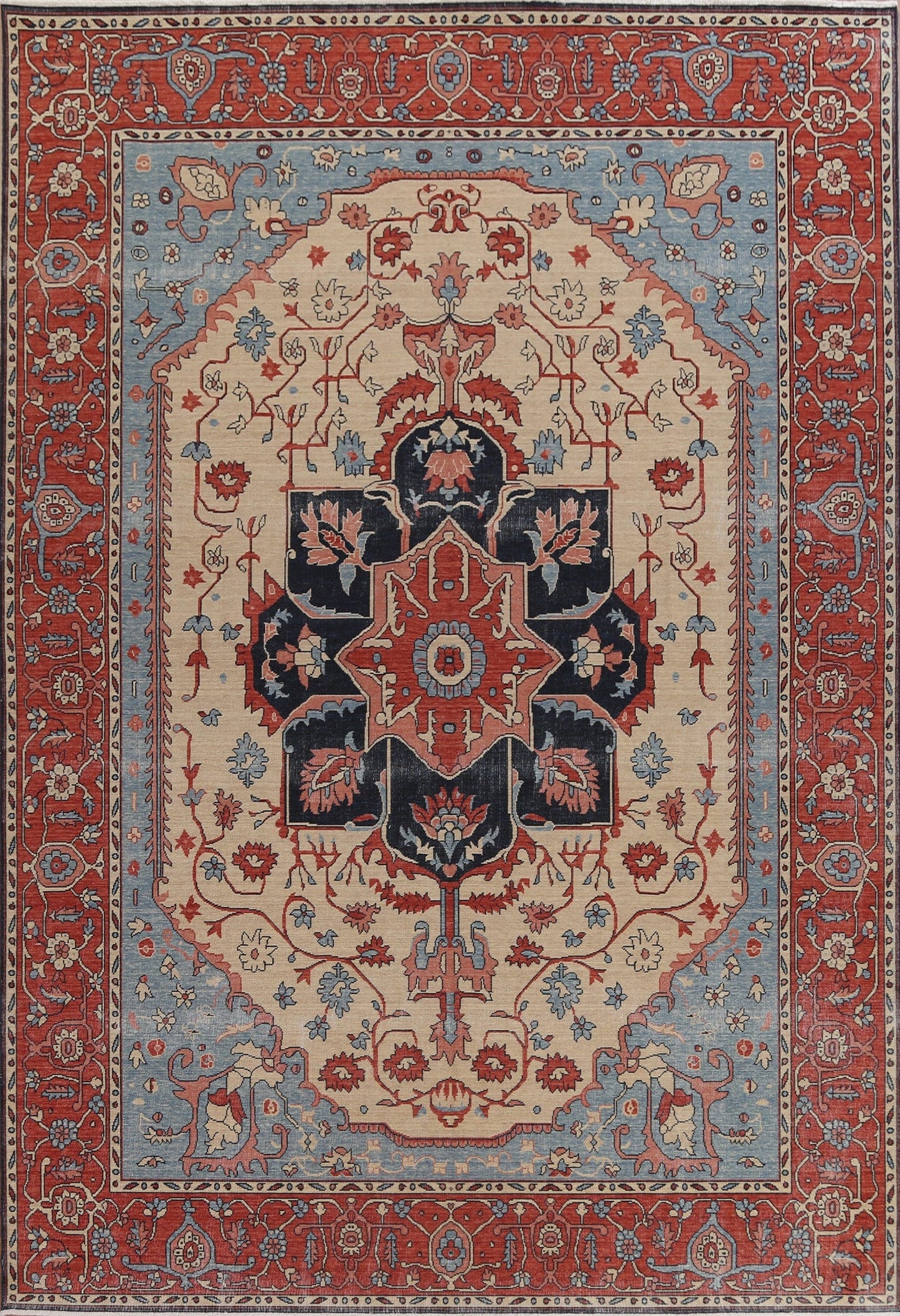 Handmade Heriz Serapi Wool Turkish Rug 9x12