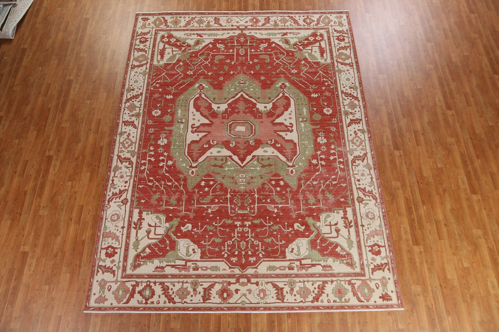 Hand-Knotted Heriz Serapi Wool Turkish Rug 9x12