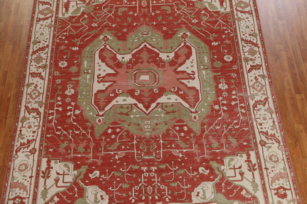 Hand-Knotted Heriz Serapi Wool Turkish Rug 9x12