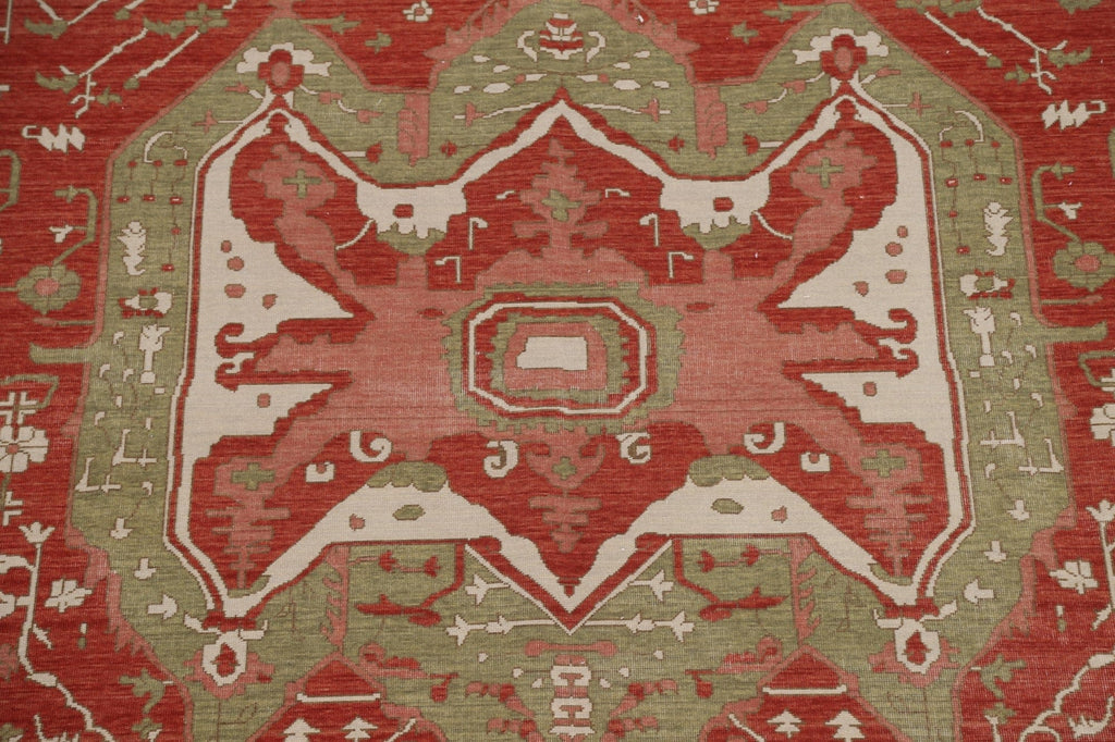 Hand-Knotted Heriz Serapi Wool Turkish Rug 9x12