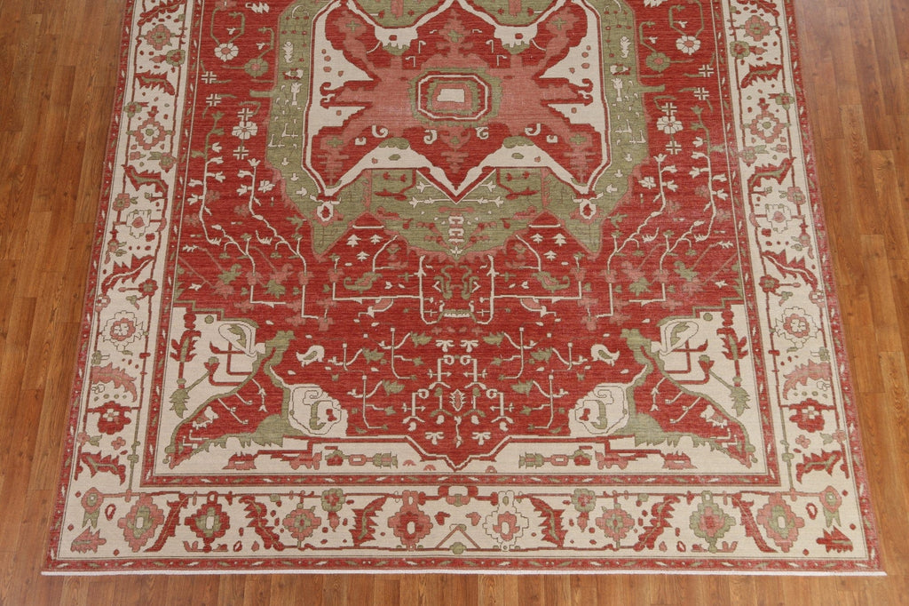 Hand-Knotted Heriz Serapi Wool Turkish Rug 9x12