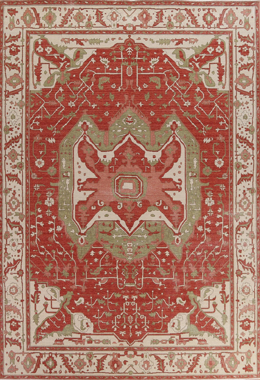 Hand-Knotted Heriz Serapi Wool Turkish Rug 9x12