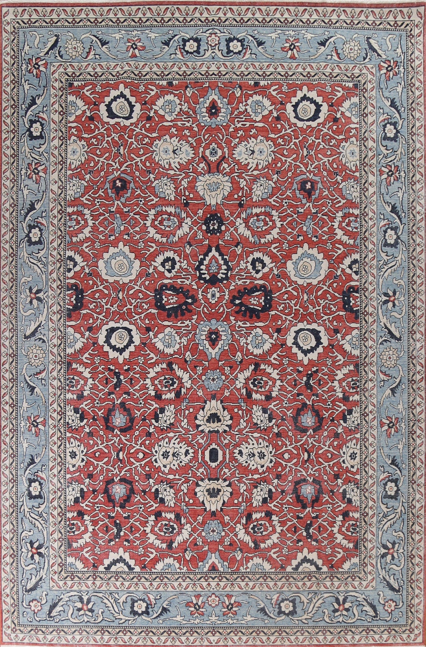 All-Over Red Floral Ziegler Turkish Wool Rug 9x12