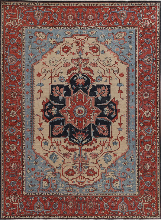 Hand-Knotted Wool Heriz Serapi Oriental Area Rug 8x10