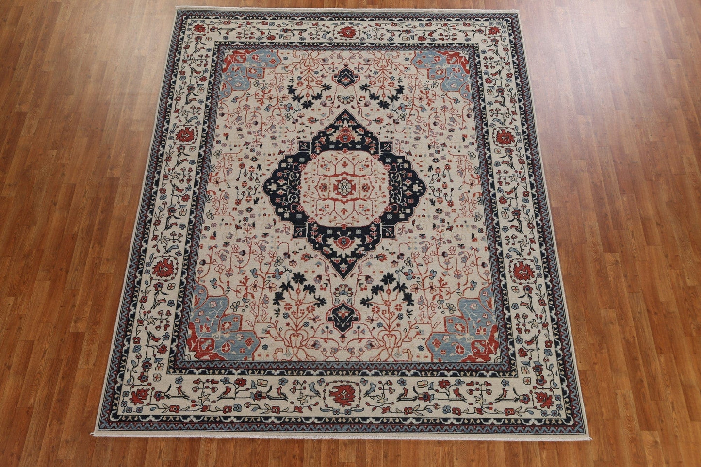 Hand-Knotted Kashan Mohtasham Turkish Area Rug 8x10