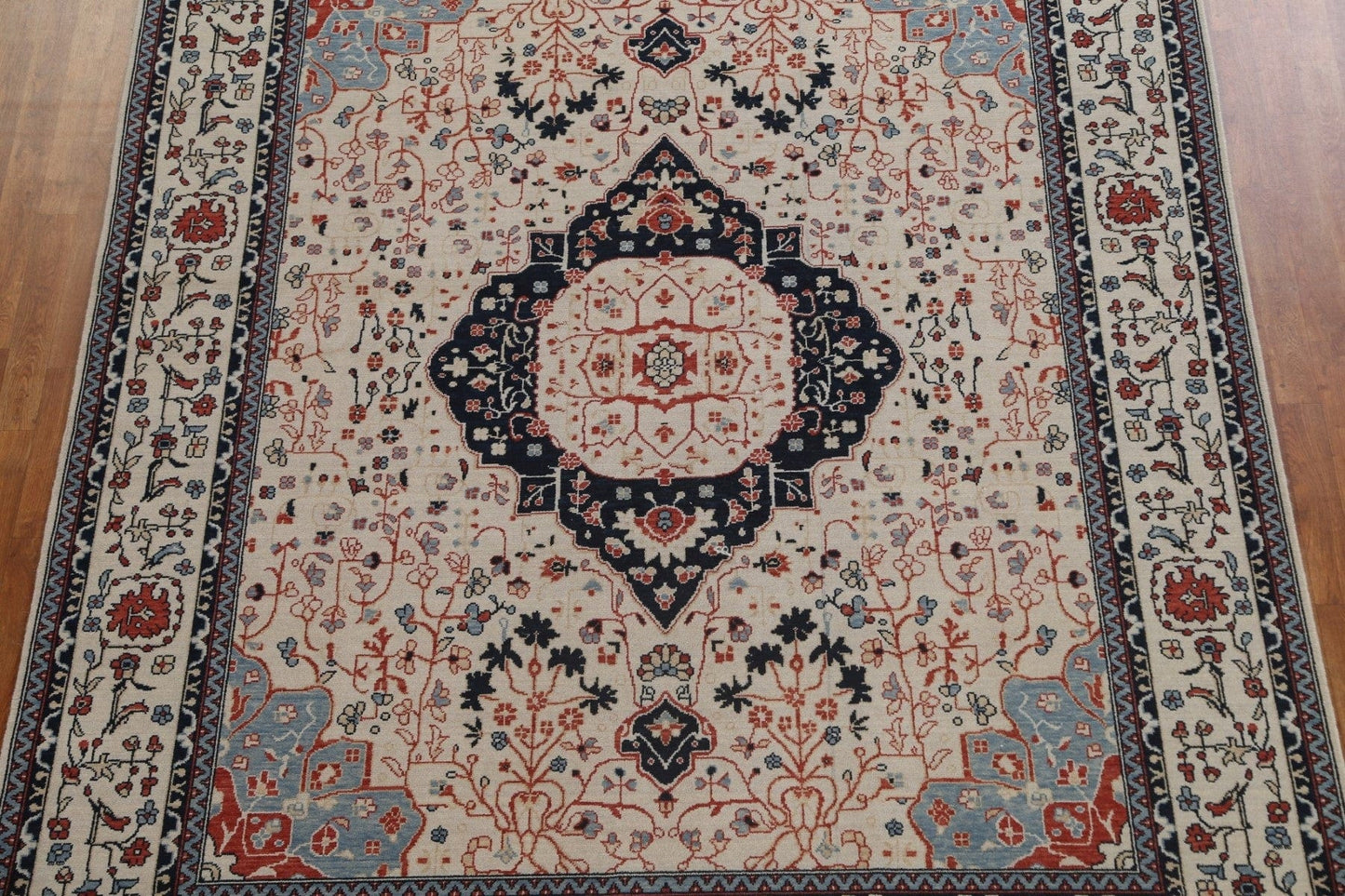 Hand-Knotted Kashan Mohtasham Turkish Area Rug 8x10