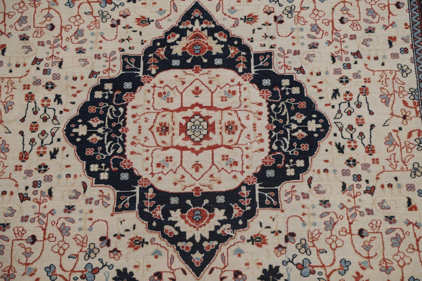 Hand-Knotted Kashan Mohtasham Turkish Area Rug 8x10