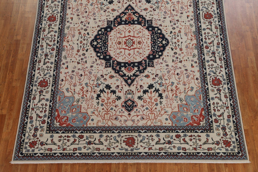 Hand-Knotted Kashan Mohtasham Turkish Area Rug 8x10