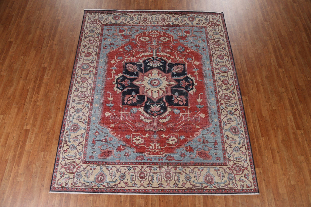 Hand-Knotted Floral Heriz Serapi Oriental Area Rug 8x10