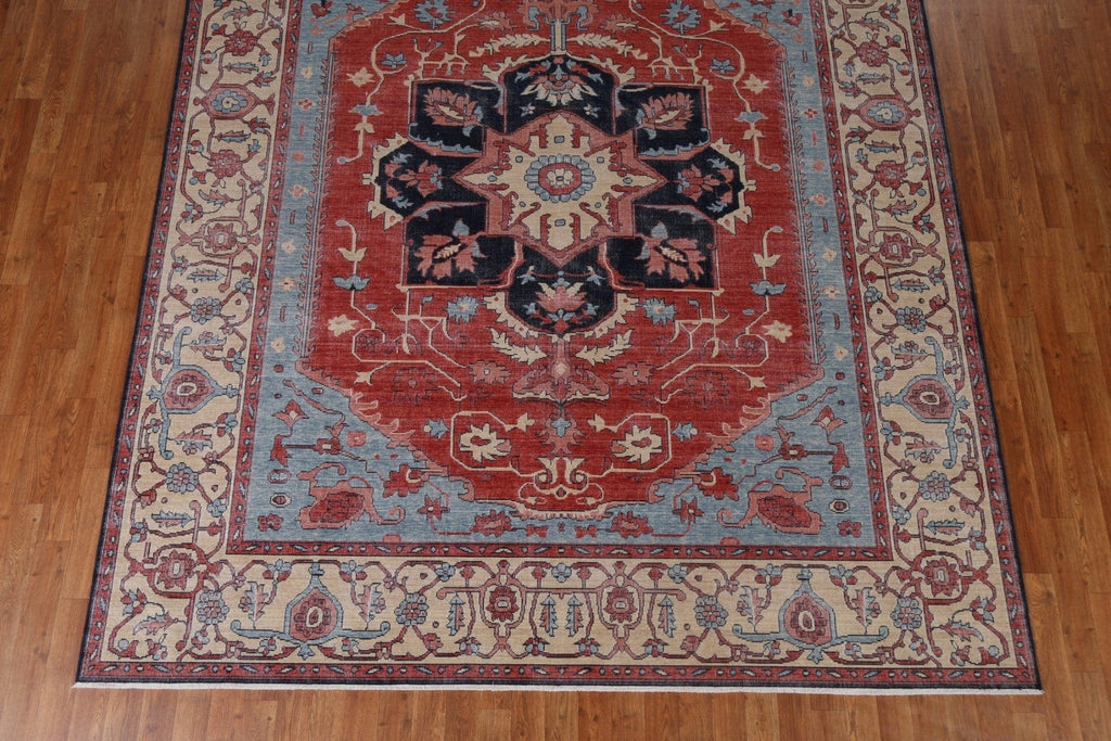 Hand-Knotted Floral Heriz Serapi Oriental Area Rug 8x10