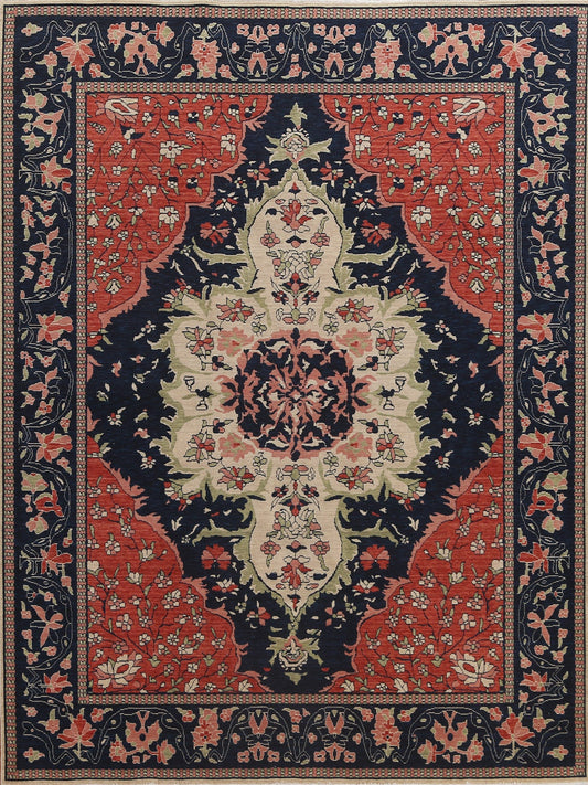 Floral Navy Blue Sarouk Farahan Turkish Area Rug 8x10