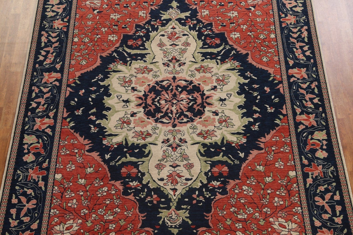 Floral Navy Blue Sarouk Farahan Turkish Area Rug 8x10