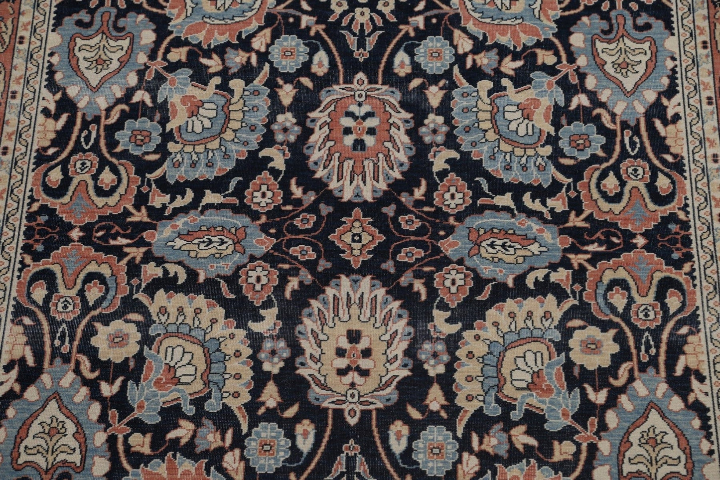 Navy Blue Floral Ziegler Turkish Area Rug 7x10