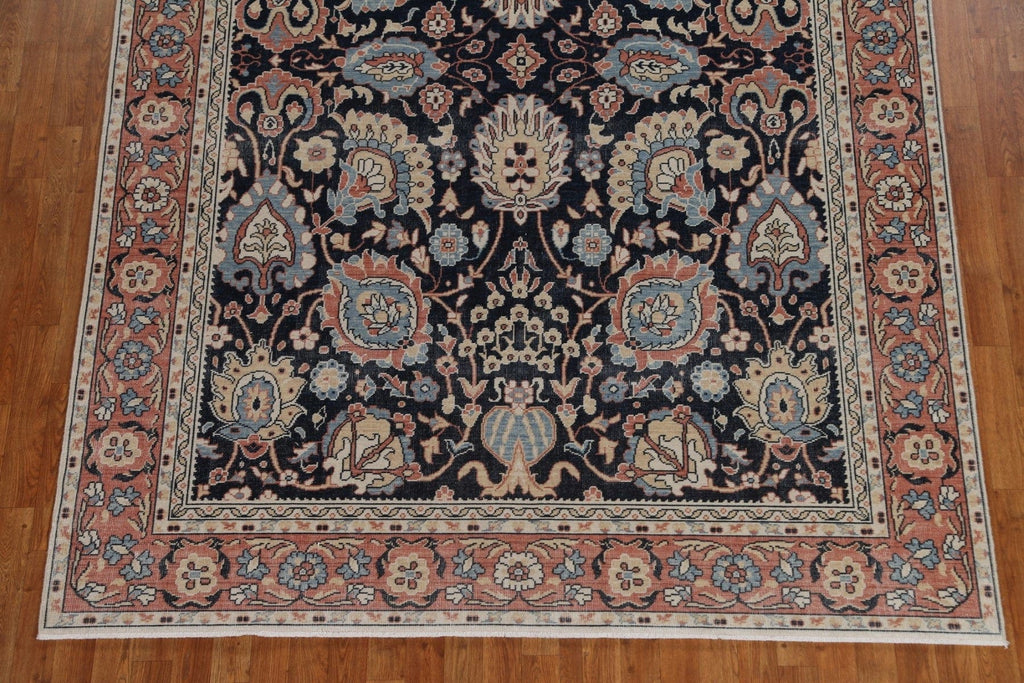 Navy Blue Floral Ziegler Turkish Area Rug 7x10