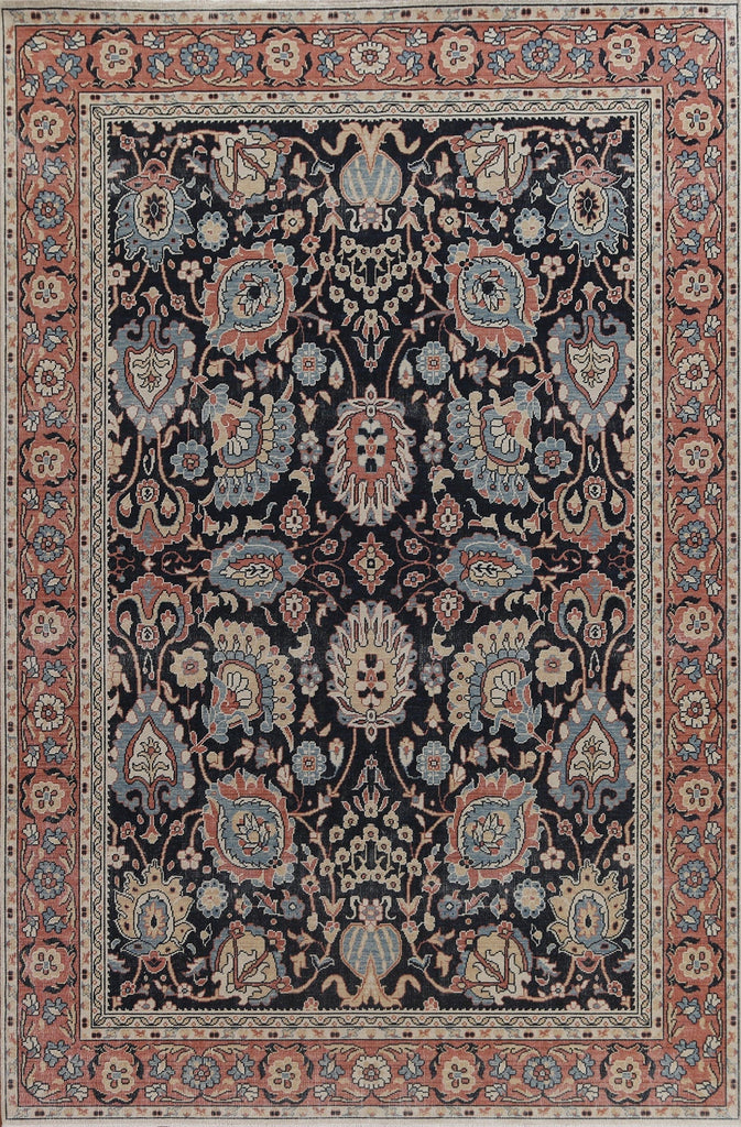 Navy Blue Floral Ziegler Turkish Area Rug 7x10