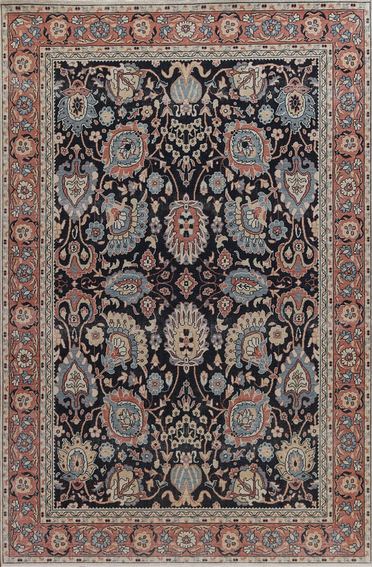 Navy Blue Floral Ziegler Turkish Area Rug 7x10