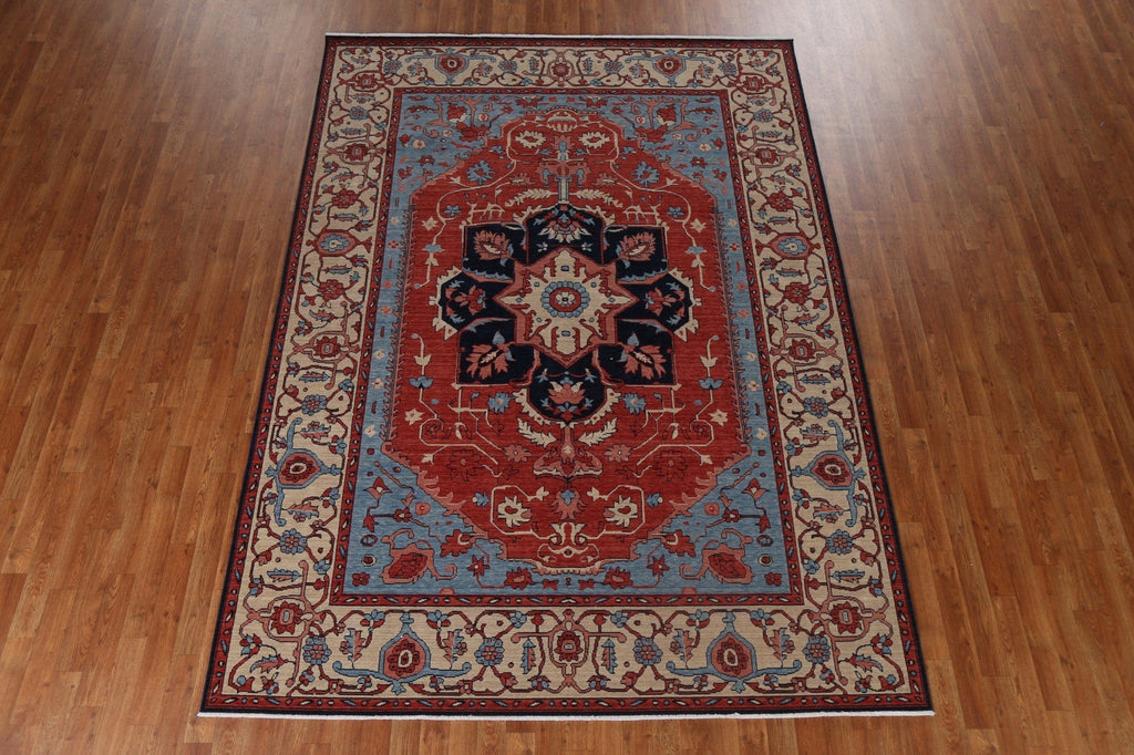 Red Floral Heriz Serapi Turkish Area Rug 7x10