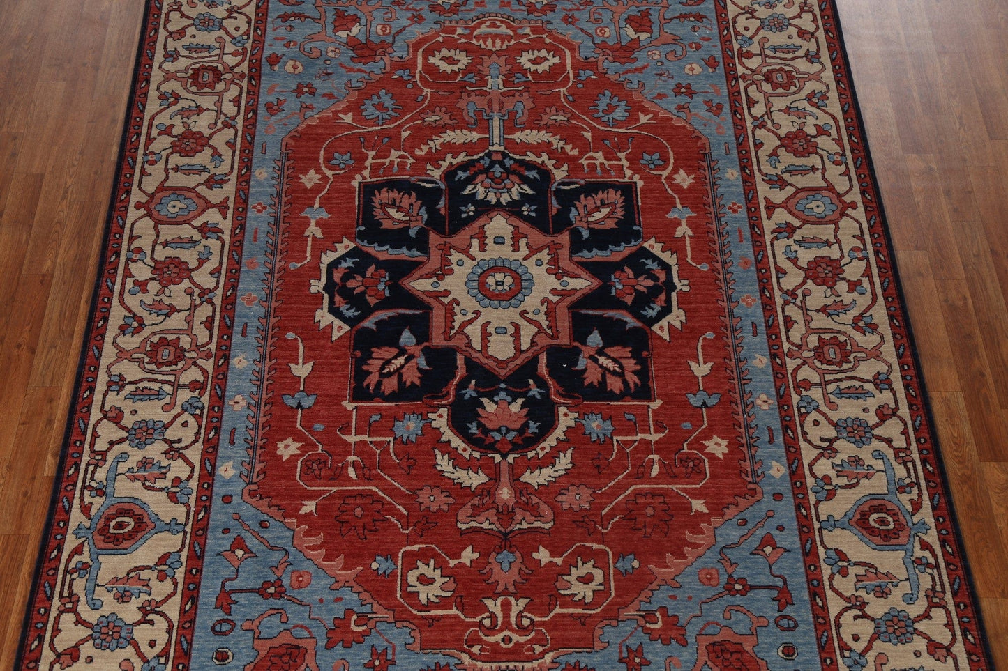 Red Floral Heriz Serapi Turkish Area Rug 7x10