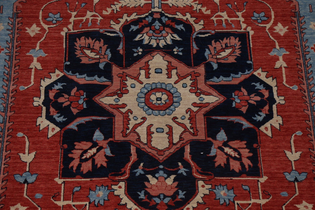 Red Floral Heriz Serapi Turkish Area Rug 7x10