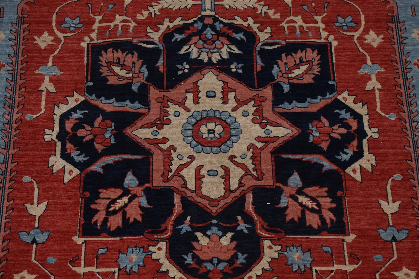 Red Floral Heriz Serapi Turkish Area Rug 7x10