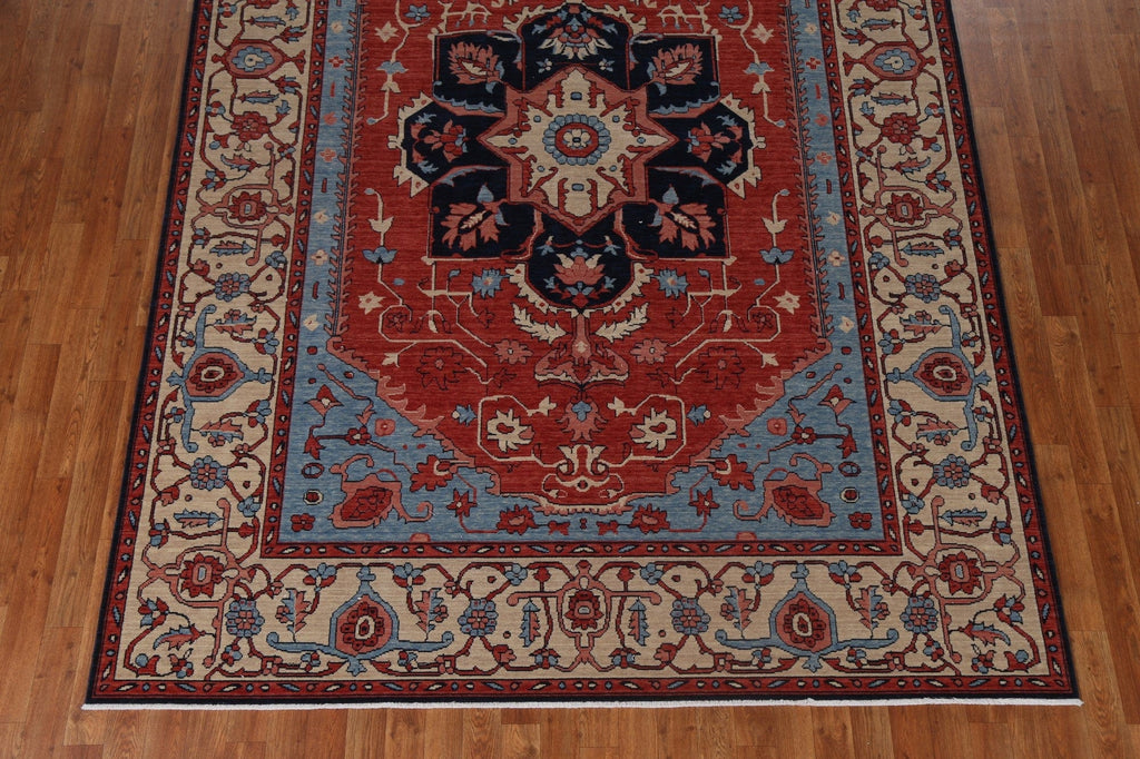 Red Floral Heriz Serapi Turkish Area Rug 7x10