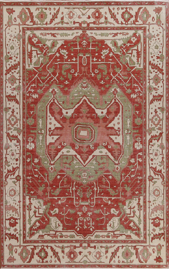 Red Wool Heriz Serapi Oriental Area Rug 7x10