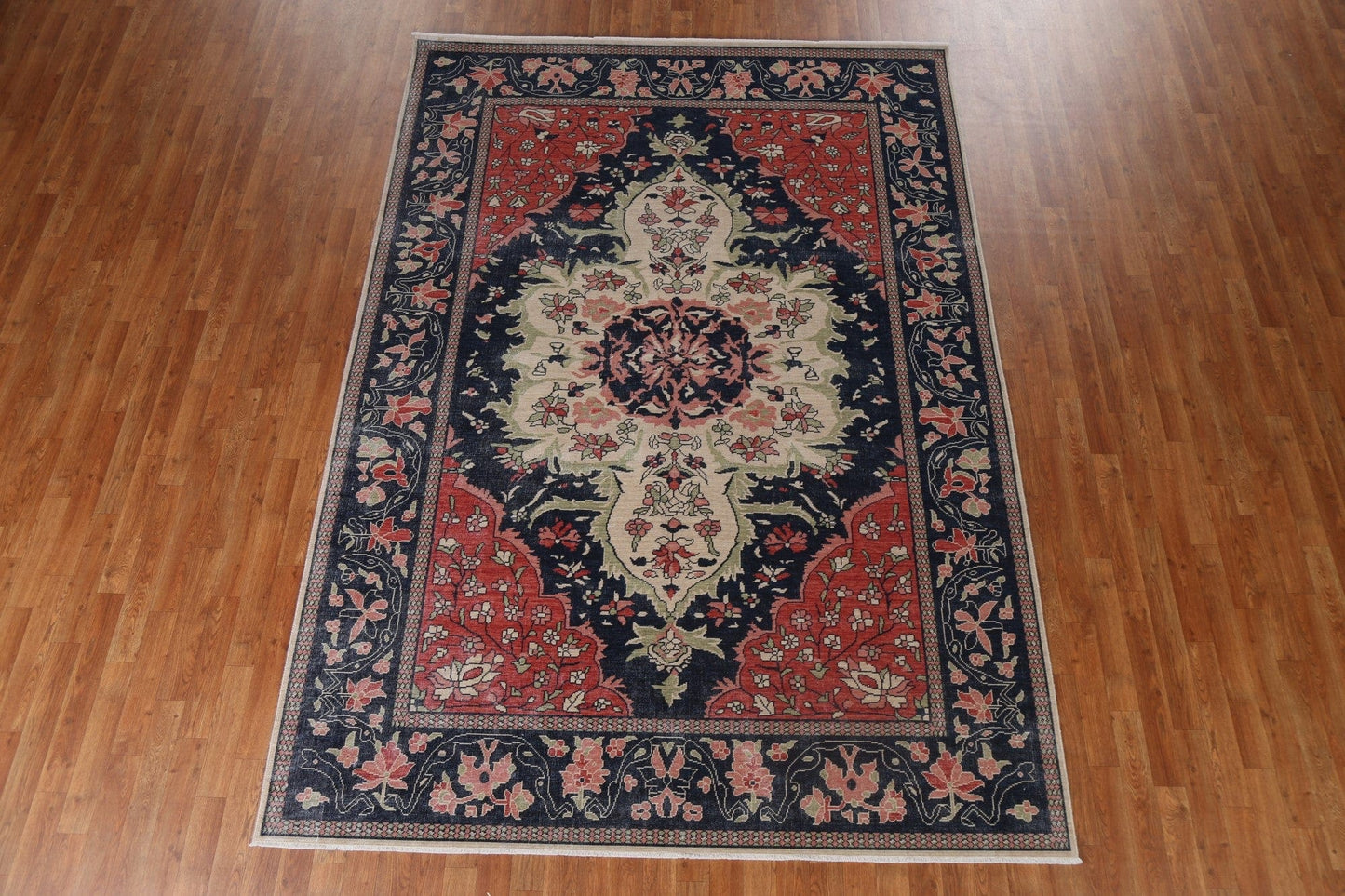 Navy Blue Sarouk Farahan Turkish Area Rug 7x10