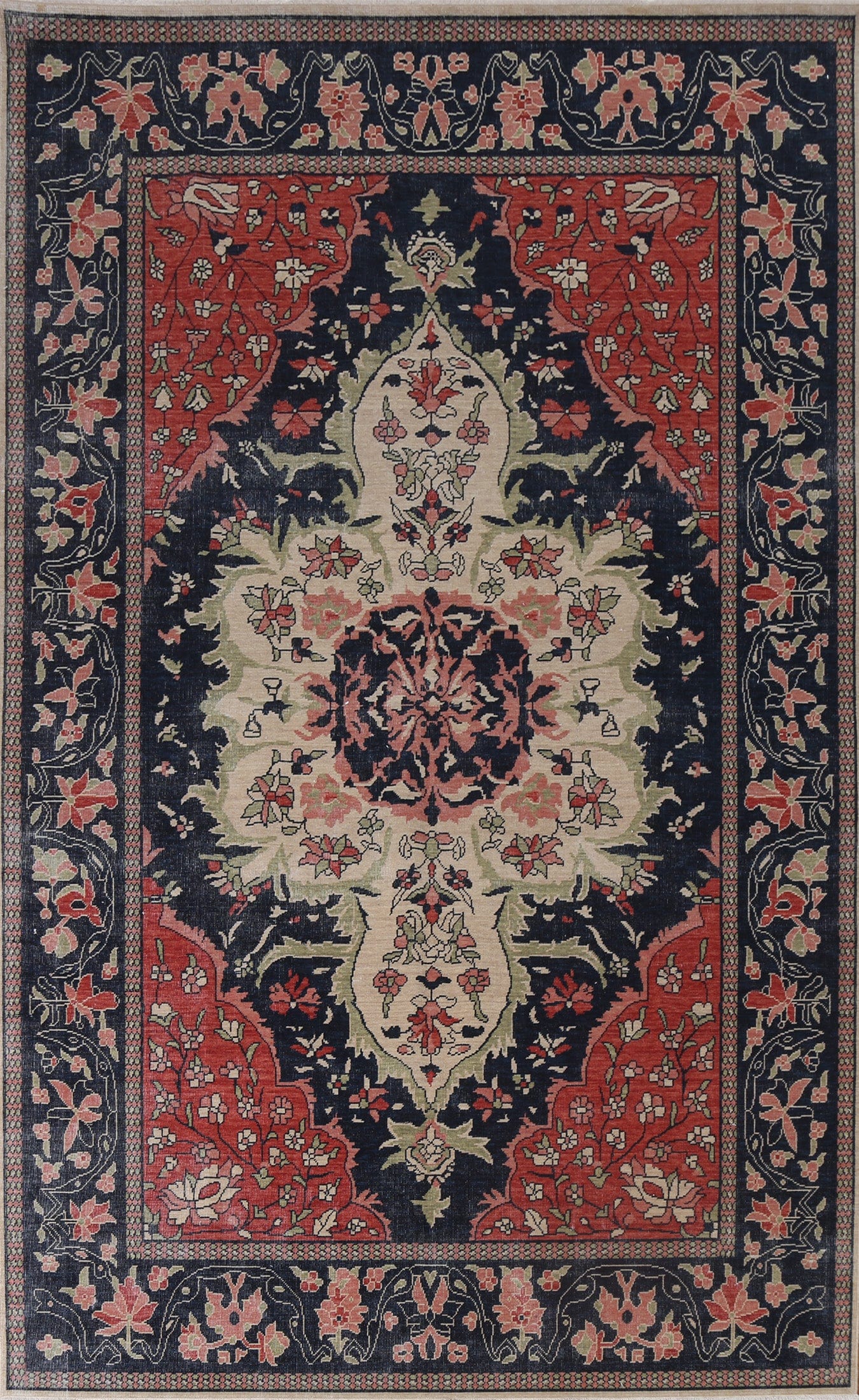 Navy Blue Sarouk Farahan Turkish Area Rug 7x10