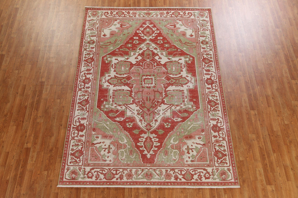 Hand-Knotted Heriz Serapi Turkish Area Rug 7x10