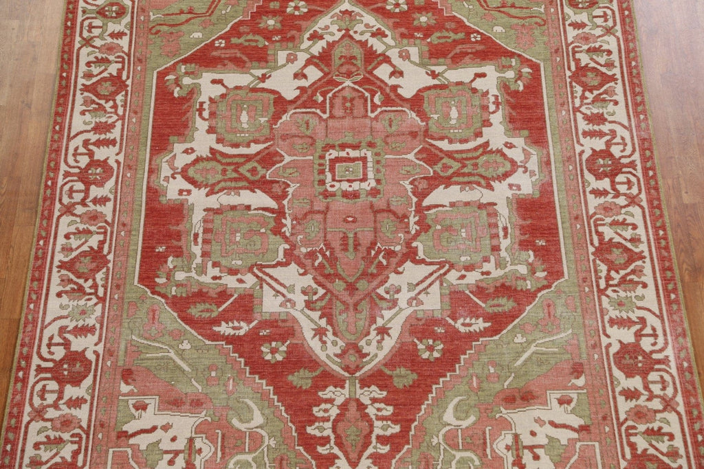 Hand-Knotted Heriz Serapi Turkish Area Rug 7x10