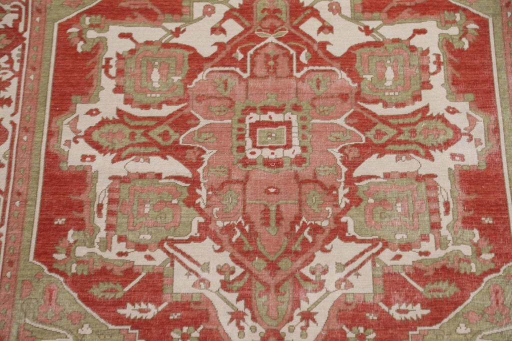 Hand-Knotted Heriz Serapi Turkish Area Rug 7x10