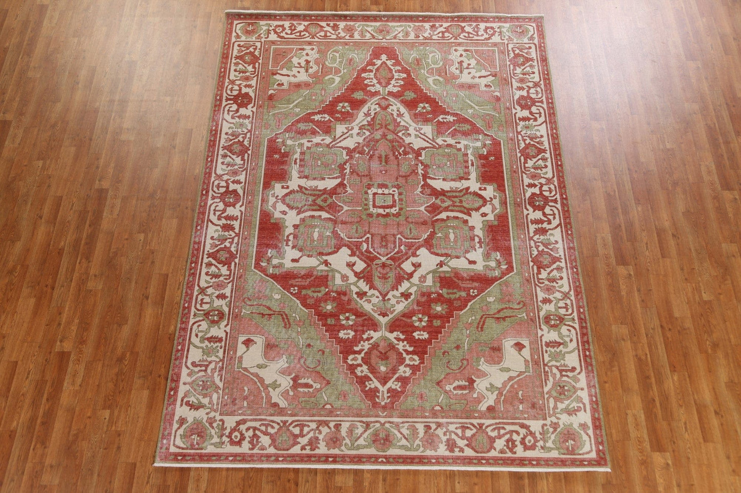 Hand-Knotted Wool Heriz Serapi Turkish Area Rug 7x10