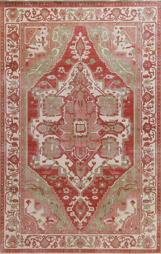 Hand-Knotted Wool Heriz Serapi Turkish Area Rug 7x10