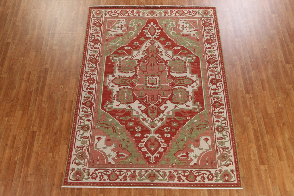 Hand-Knotted Heriz Serapi Wool Turkish Rug 7x10