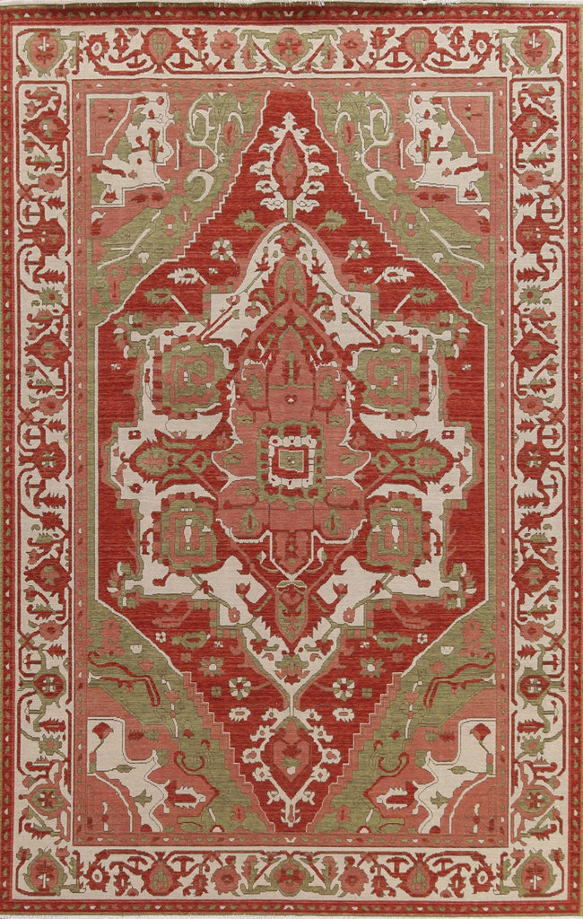 Hand-Knotted Heriz Serapi Wool Turkish Rug 7x10