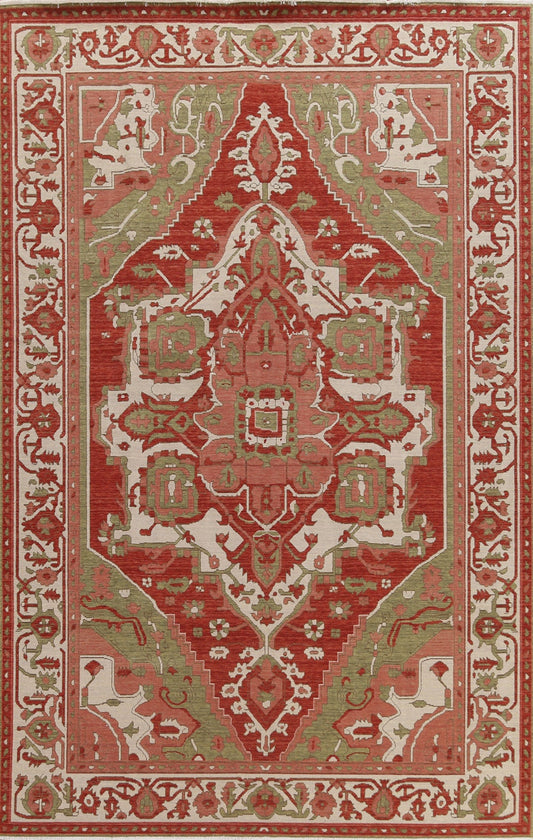 Hand-Knotted Heriz Serapi Wool Turkish Rug 7x10