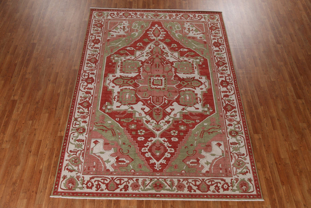 Hand-Knotted Wool Heriz Serapi Turkish Area Rug 7x10